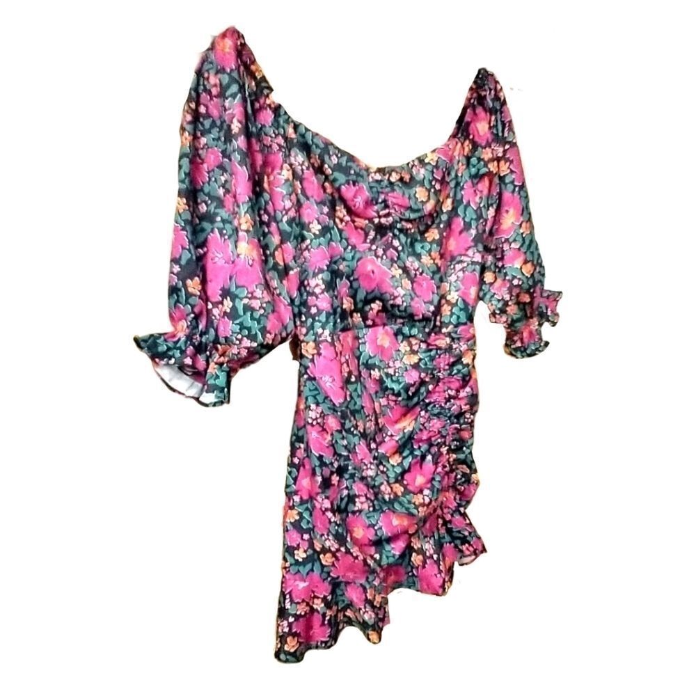Touch Dolls womens size small puff sleeve off shoulder floral mini dress - Picture 3 of 11